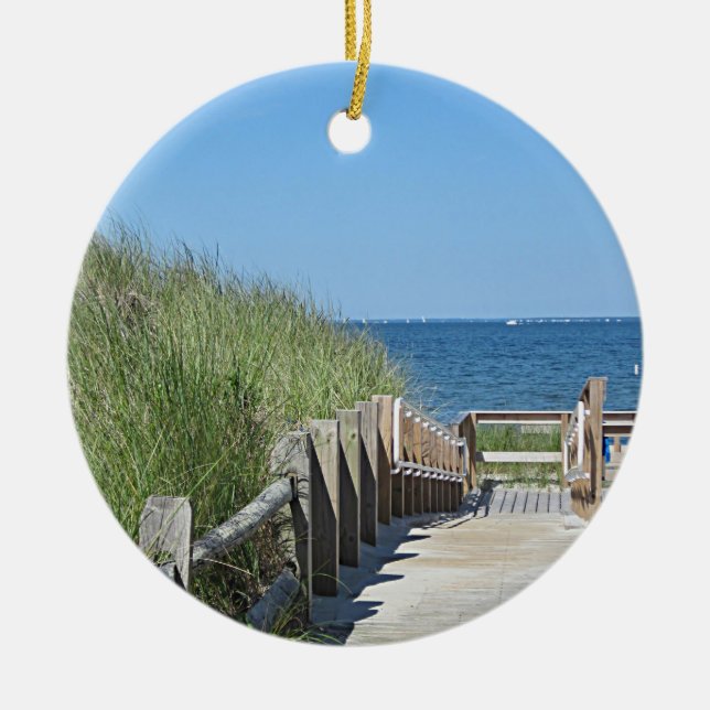 Havstrandfoto Julgransprydnad Keramik (Framsidan)