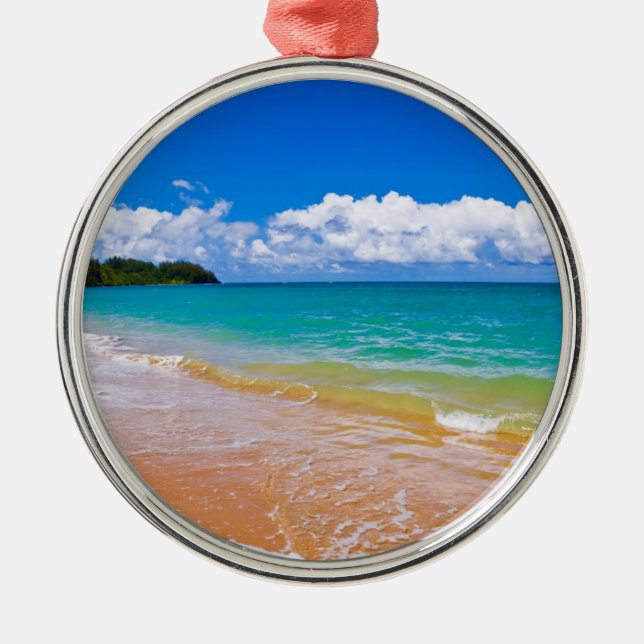 Havsutsikt längs Hanalei Bay Julgransprydnad Metall (Framsidan)