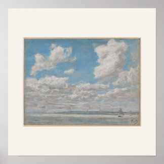Havsutsikt med öppen himmel av Courbet - fyrkantig Poster