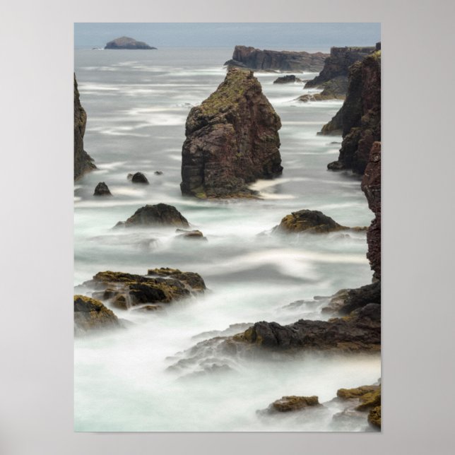 Havsutsikt och havsstackar, Shetland Poster (Framsidan)
