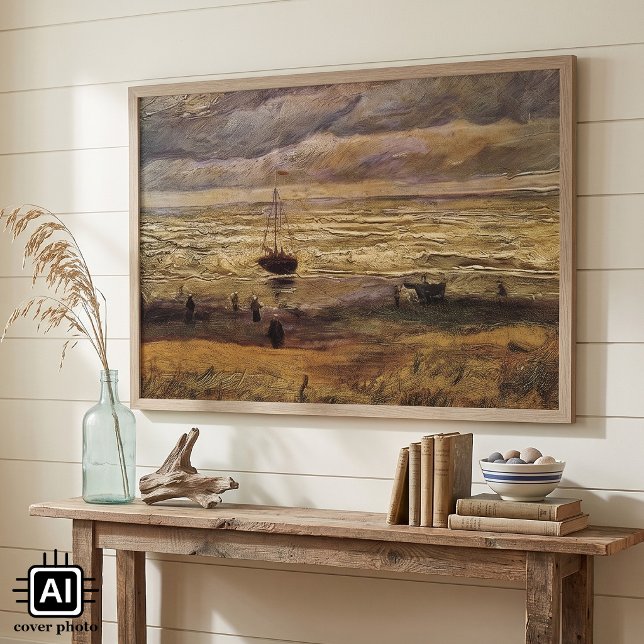 Havsutsikt vid Scheveningen av Vincent van Gogh Poster (View of the Sea at Scheveningen by Vincent van Gogh is a vintage post impressionism painting.)