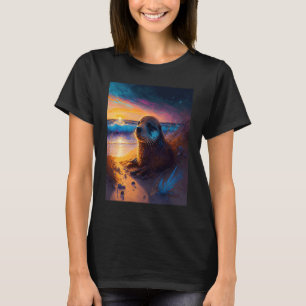 Havsutter Retro Sunset Cute Otter 2 T Shirt