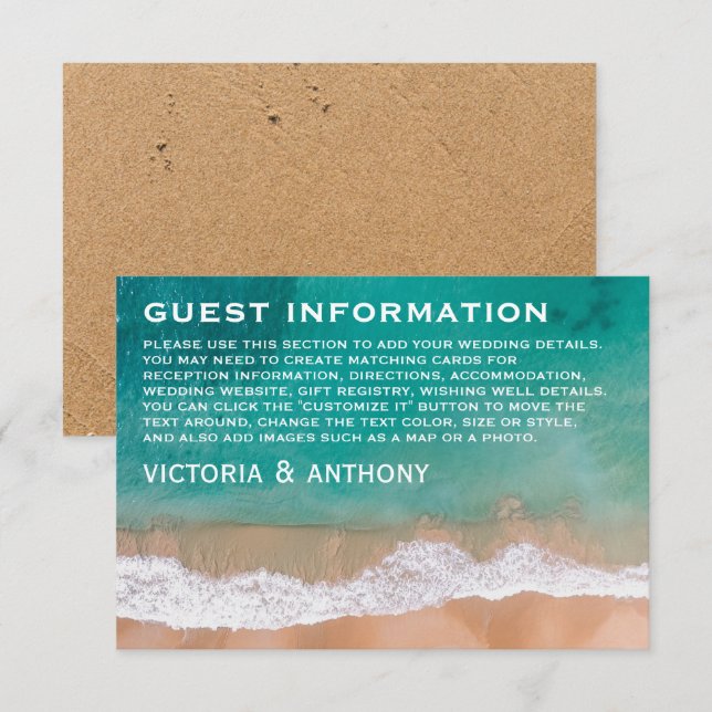 Havsvåg, fyr- och bröllopsdetaljer tilläggskort (Fram/baksida)