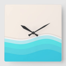 Havsvåg på stranden. fyrkantig klocka