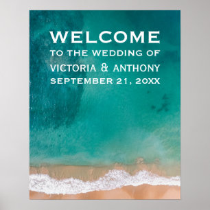 Havsvåg, välkomstplats för Beach Wedding Poster