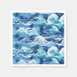 Havsvågor | Akvarellblått Teal Aqua Pappersservett