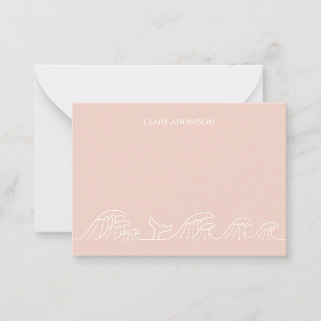 Havsvågor kustflickor personlig anteckningskort (Framsida)