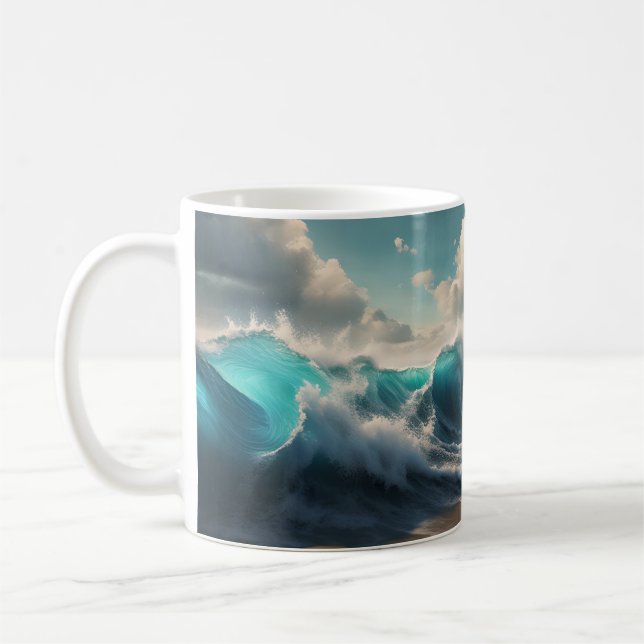 Havsvågor på en strand kaffemugg (Vänster)