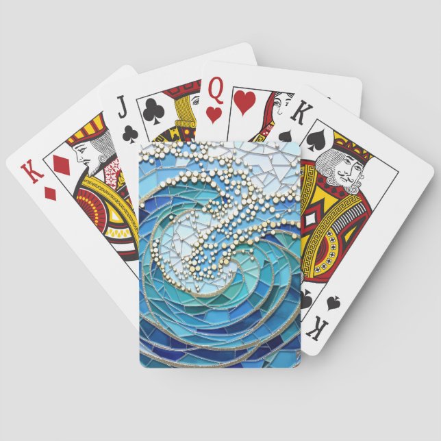 Havsvågors mosaikkonst casinokort (Baksidan)