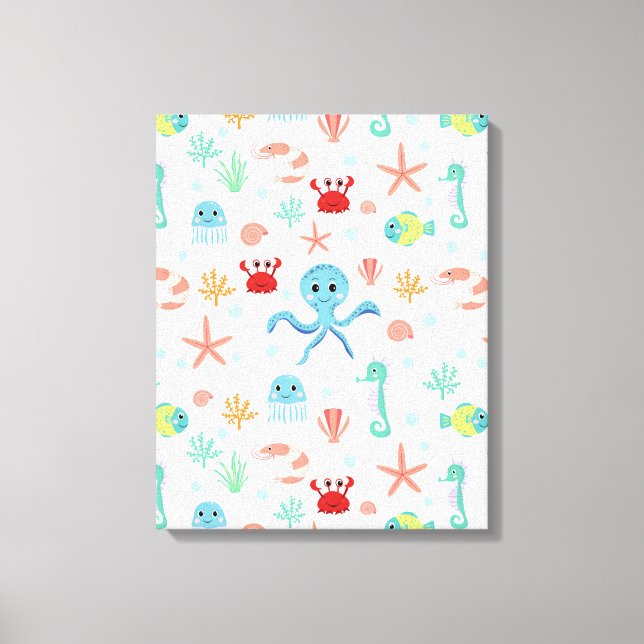 Havsvärldsmönster Canvastryck (Framsida)