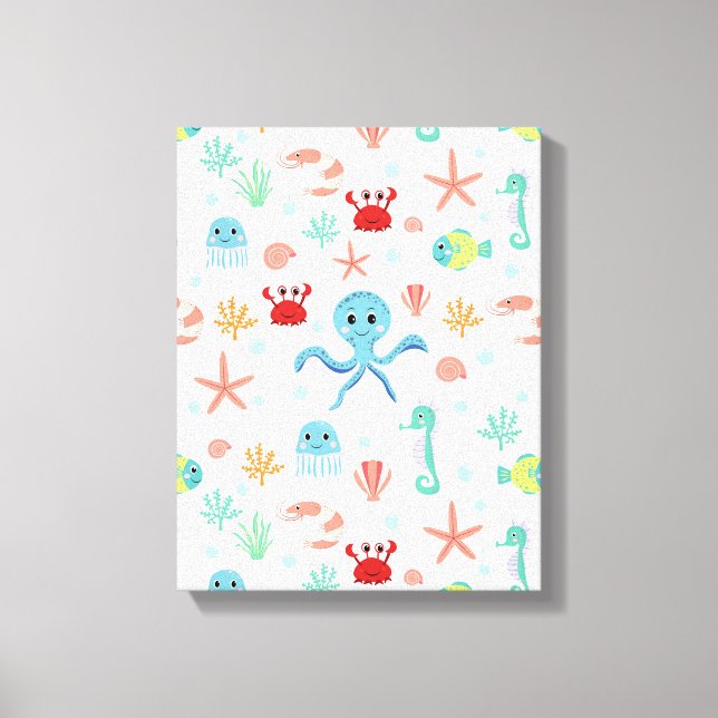 Havsvärldsmönster Canvastryck (Framsida)