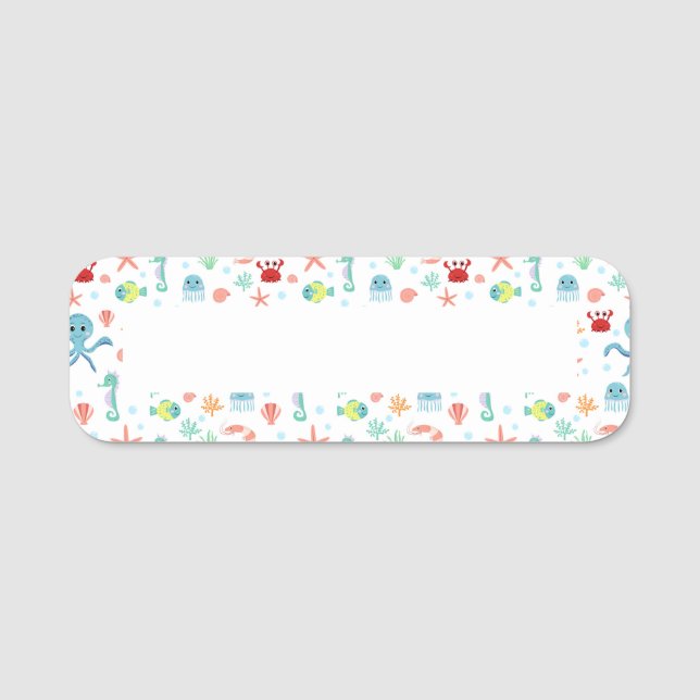 Havsvärldsmönster Namnbricka (Framsida)