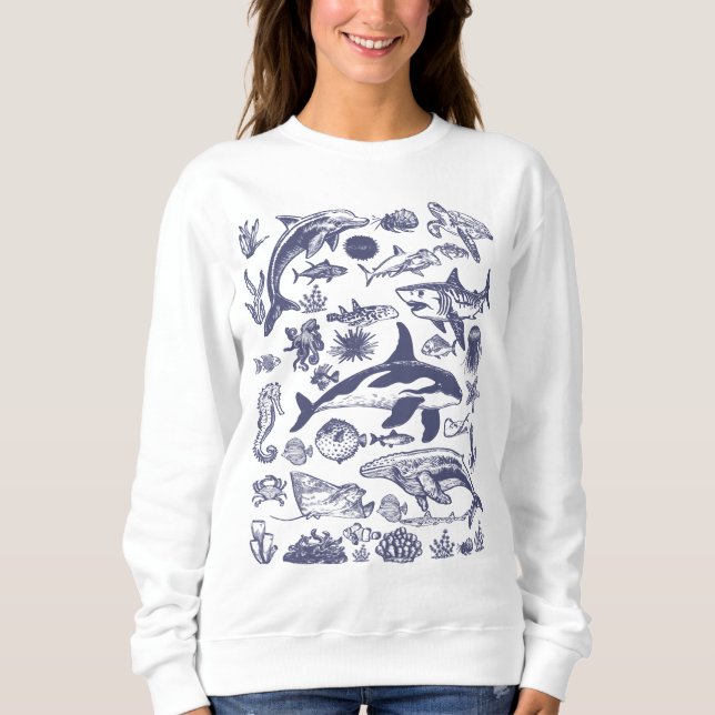 Havsvunder – gammaldags havsliv t shirt (Framsida)