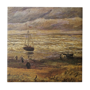 Havsvy i Scheveningen av Vincent van Gogh Kakelplatta