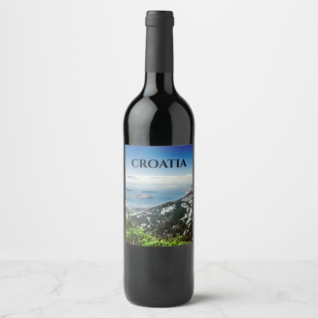 Havsyta från bergen vin vinflaska etikett (Framsida)