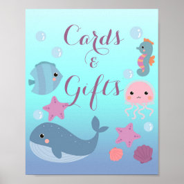 Havsyta under Sea Girl Baby Shower Cards Gifts Poster