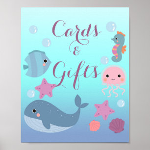 Havsyta under Sea Girl Baby Shower Cards Gifts Poster