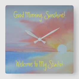 Havsytvattensfärgslås Fyrkantig Klocka