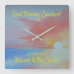 Havsytvattensfärgslås Fyrkantig Klocka