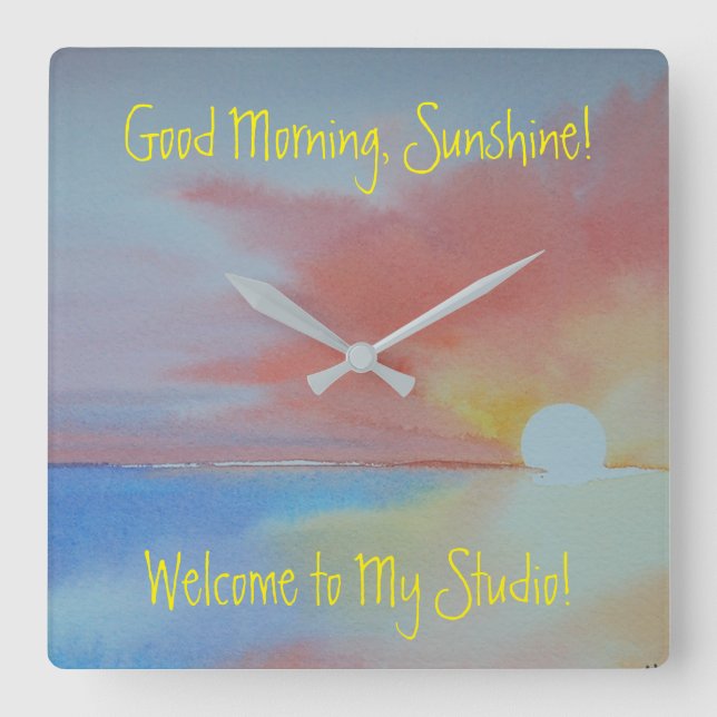 Havsytvattensfärgslås Fyrkantig Klocka (Framsida)