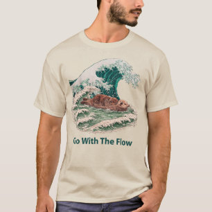 Havutter följ med strömmen - Stora vågen japanska T Shirt