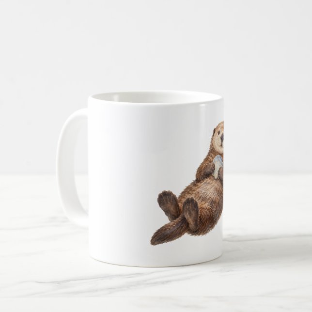 Havutter som håller ett skal kaffemugg (Framsida vänster)