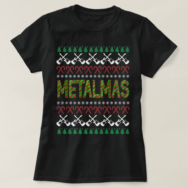 Havy Metall Music Metalhead Metalmas julgranswe T Shirt (Design framsida)