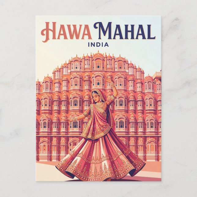 Hawa Mahal Indien Vykort (Framsida)