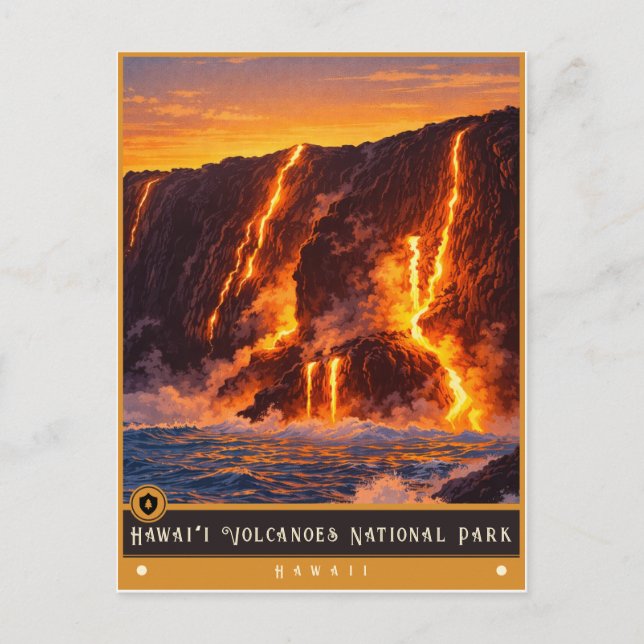 Hawaiʻi Volcanoes nationalpark | Gammal vykort (Framsida)