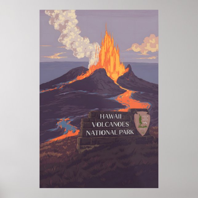 Hawaiʻi Volcanoes Nationalpark Reseskylt Poster (Framsidan)