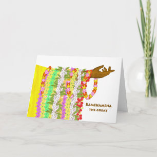 Hawaiansk dag för kung Kamehameha draperade Leis Kort