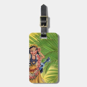 Hawaiansk dansare med den gräskjolen och bagagebricka