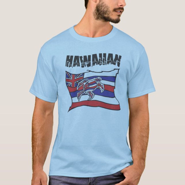 Hawaiansk flaggablåttskjorta tee (Framsida)