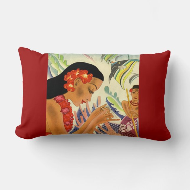 Hawaiansk flickavintage affisch lumbarkudde (Framsida)