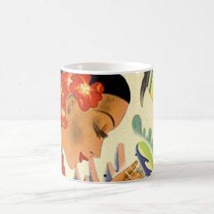 Hawaiansk flickavintage affischmugg kaffemugg