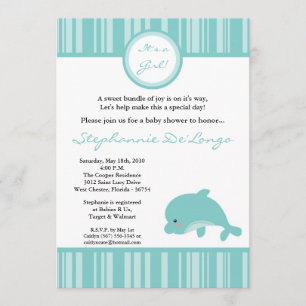 hawaiansk för delfinbaby shower för hav 5x7 inbjudningar