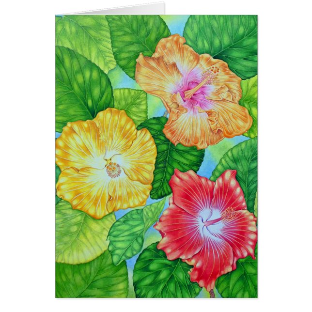 Hawaiansk hibiskus hälsningskort (Framsidan)