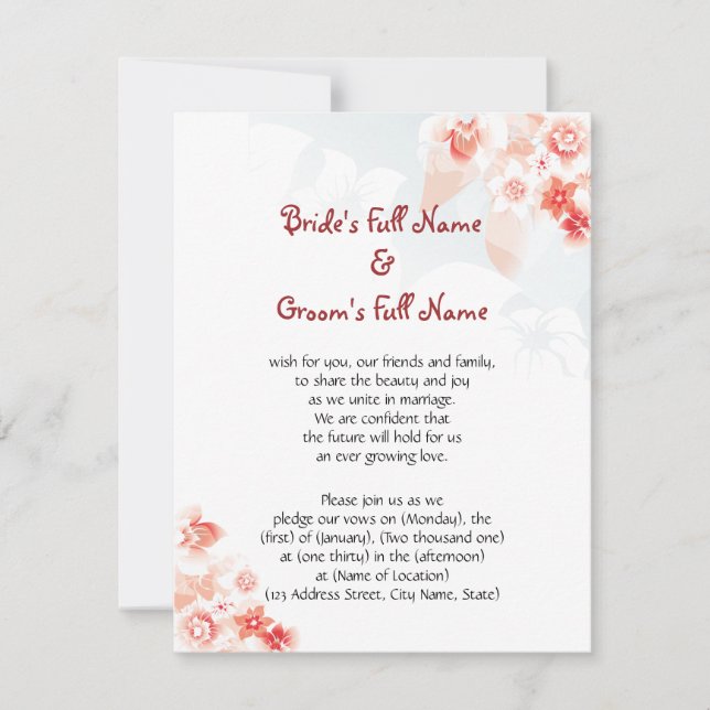 Hawaiansk hibiskus i röd orange inbjudningar (Framsida)