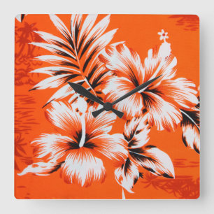 Hawaiansk hibiskusblommabakgrund fyrkantig klocka