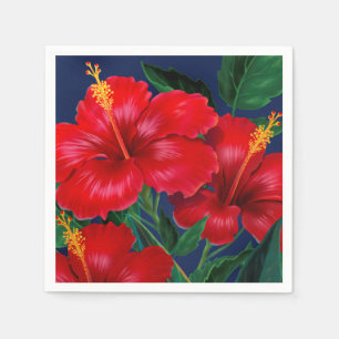 Hawaiansk hibiskusblommigt för tropiskt paradis pappersservett