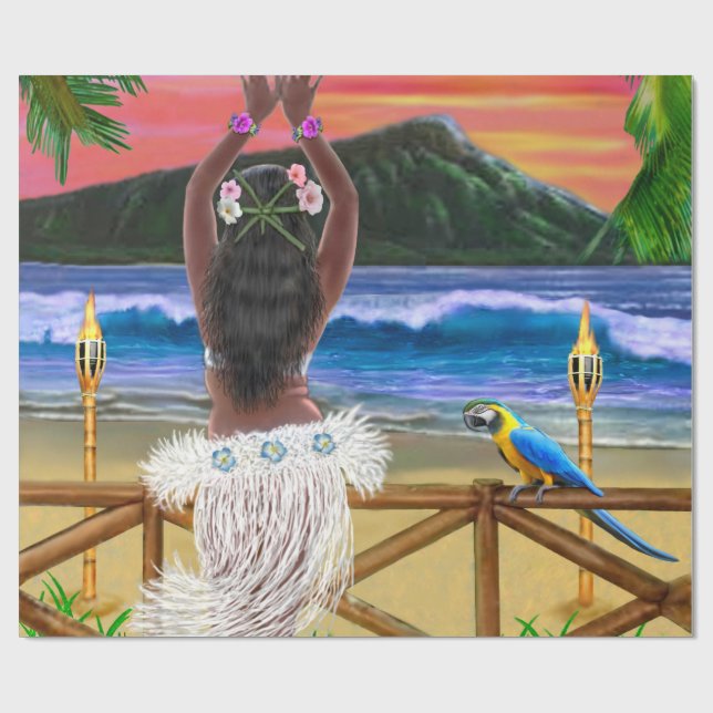 HAWAIANSK HULA-SOLNEDGÅNG PRESENTPAPPER (Platt)