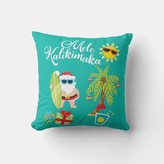 Hawaiansk jul. Jultomten Mele Kalikimaka. Kudde (Framsida)
