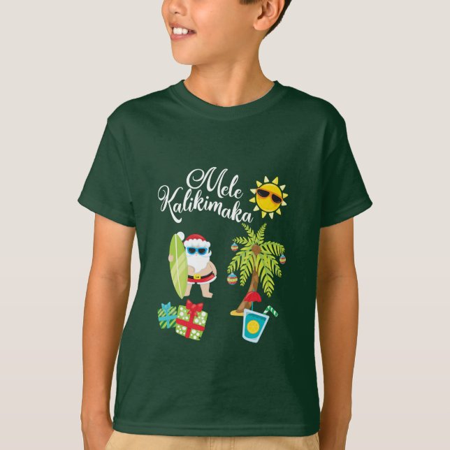 Hawaiansk jul. Jultomten Mele Kalikimaka. T-shirt (Framsida)