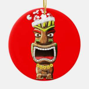 Hawaiansk jul Santa Tiki Julgransprydnad Keramik