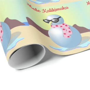Hawaiansk jul som slår in den pappra snögubben p presentpapper