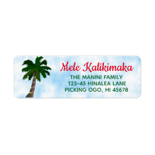 Hawaiansk julreturetiketterpalmträd returadress etikett
