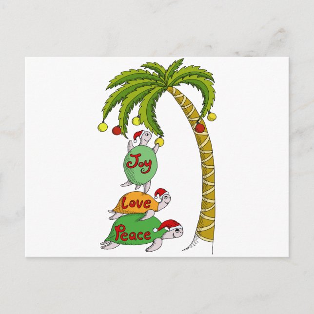 Hawaiansk julsköldpadda Santas Helg Vykort (Framsida)