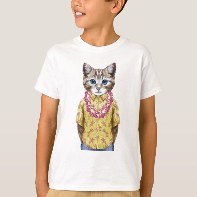 Hawaiansk kattunge t shirt (Framsida)
