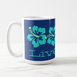 Hawaiansk "levande Retro Pono" för Aquahibiskus Kaffemugg