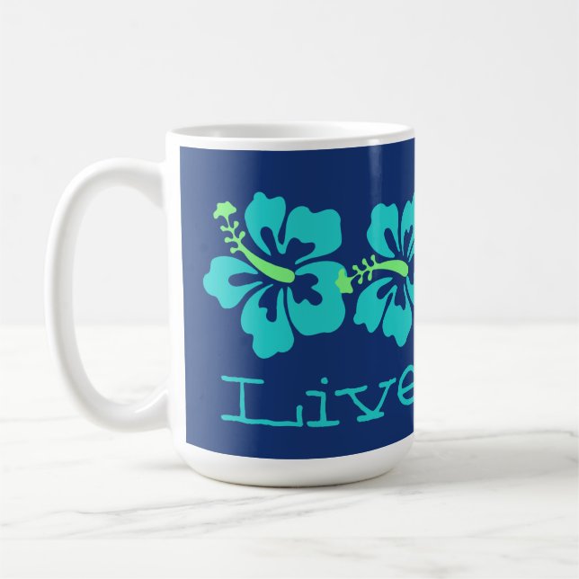 Hawaiansk "levande Retro Pono" för Aquahibiskus Kaffemugg (Vänster)